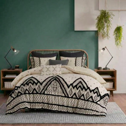 3 Piece Cotton and Flax Linen Blend Comforter Set Natural Full/