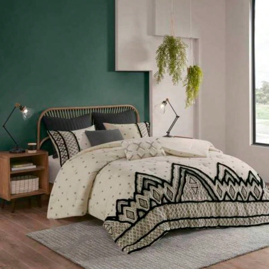 3 Piece Cotton and Flax Linen Blend Comforter Set Natural Full/