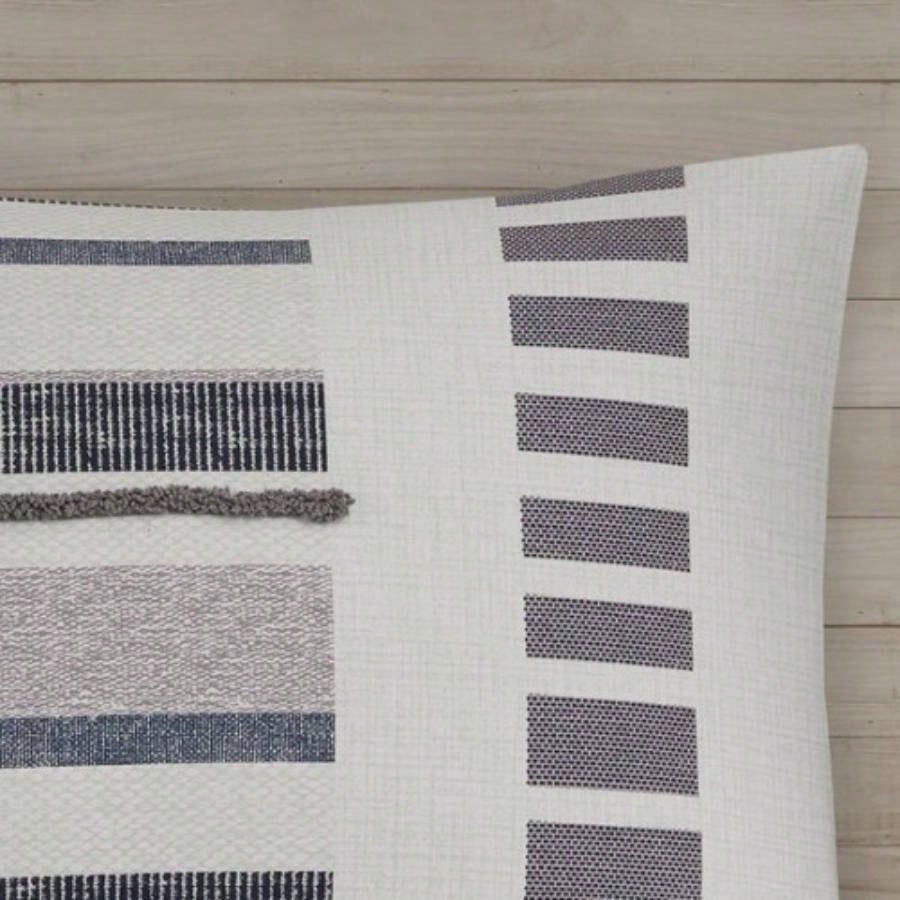 King/Cal King 3 Piece Cotton Printed Duvet Cover Set/ trims