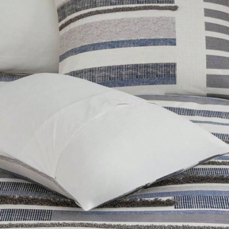 King/Cal King 3 Piece Cotton Printed Duvet Cover Set/ trims