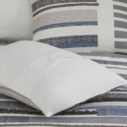 King/Cal King 3 Piece Cotton Printed Duvet Cover Set/ trims