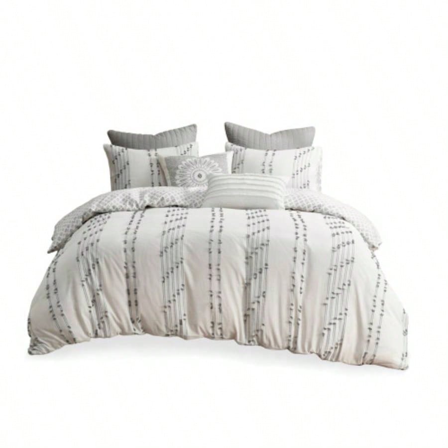 King/Cal King 3 Piece Cotton Jacquard Duvet Cover Set