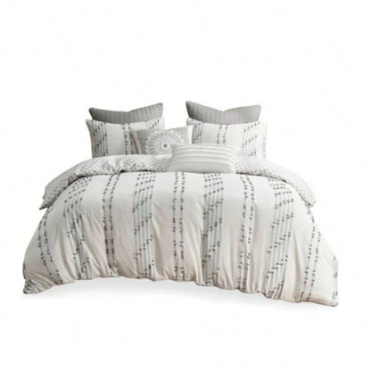 King/Cal King 3 Piece Cotton Jacquard Duvet Cover Set