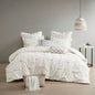 King/Cal King 3 Piece Elastic Embroidered Cotton Duvet Cover Set