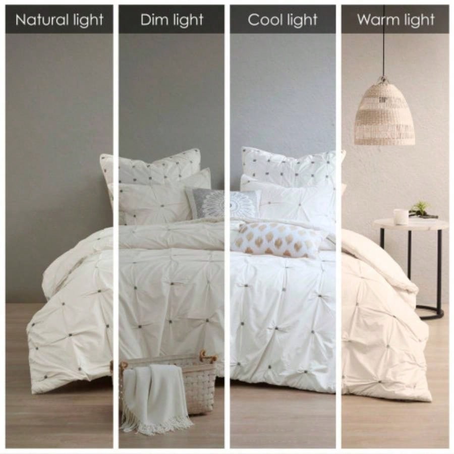 King/Cal King 3 Piece Elastic Embroidered Cotton Duvet Cover Set
