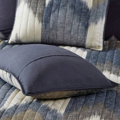 3 Piece Printed Cotton Quilt Set Navy King/Cal King