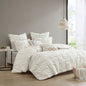 King/Cal King 3 Piece Elastic Embroidered Cotton Duvet Cover Set