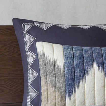 3 Piece Printed Cotton Quilt Set Navy King/Cal King