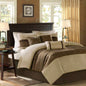PC Pieced Faux Suede Comforter Set Natural Full