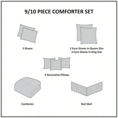 10 Piece Jacquard Comforter Set Brown King