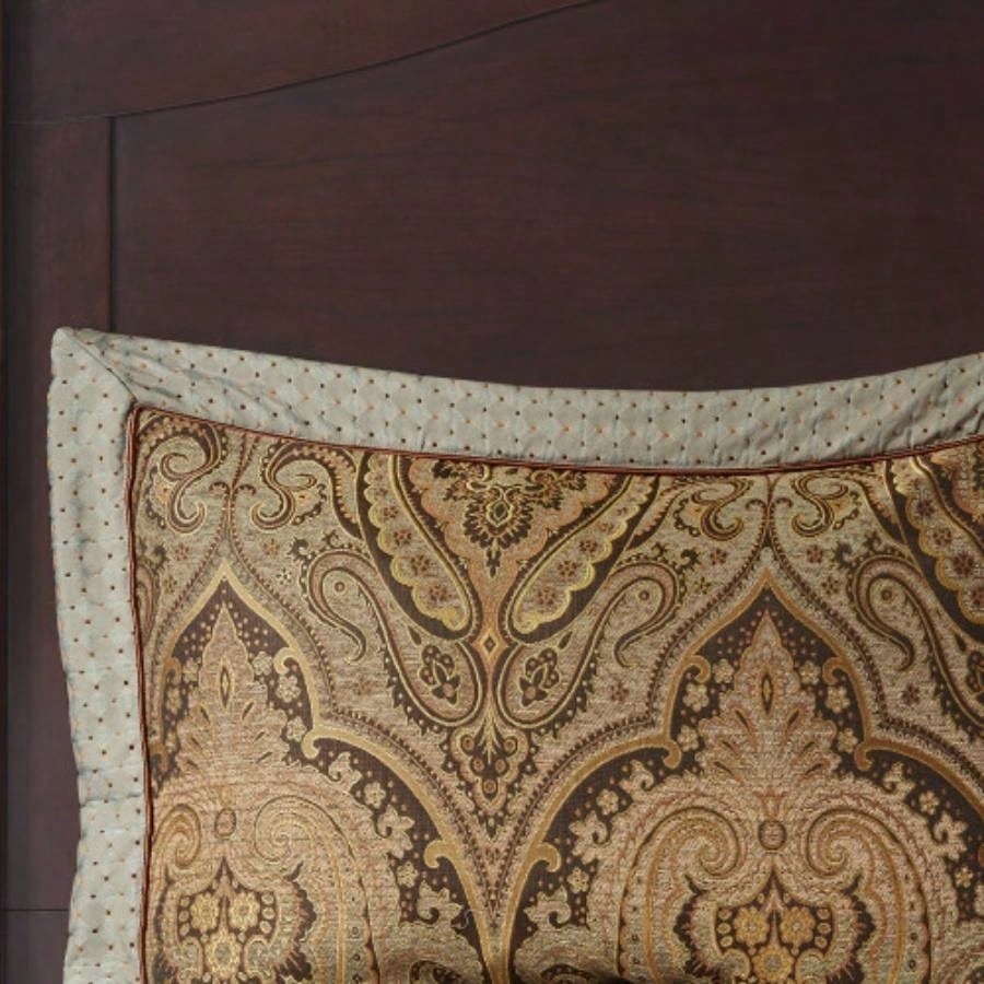 10 Piece Jacquard Comforter Set Brown King