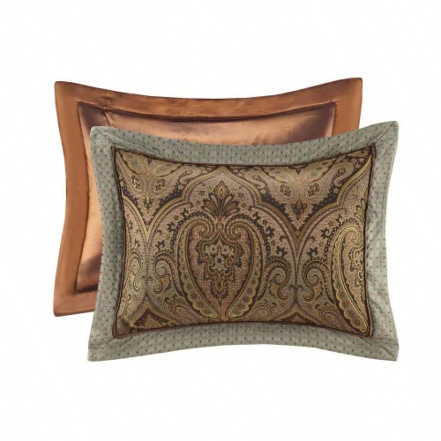 10 Piece Jacquard Comforter Set Brown King