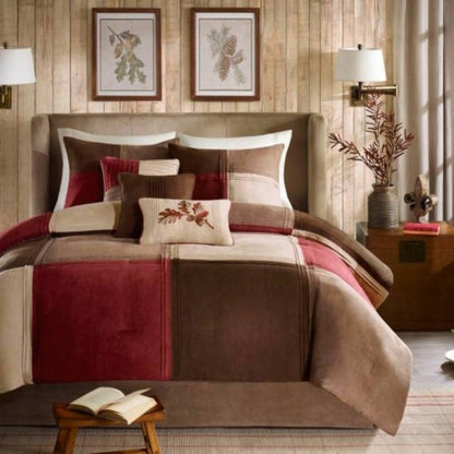 Piece Microsuede Comforter Set Red Cal King