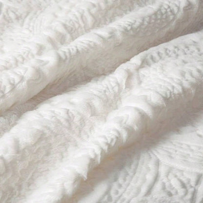 Twin Embroidered Medallion Faux Fur Ultra Plush Comforter Set