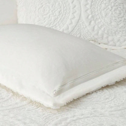 Twin Embroidered Medallion Faux Fur Ultra Plush Comforter Set