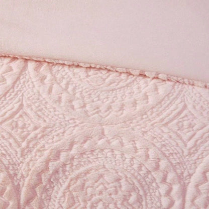 King/Cal King Embroidered Medallion Faux Fur Ultra Plush Comforter Set