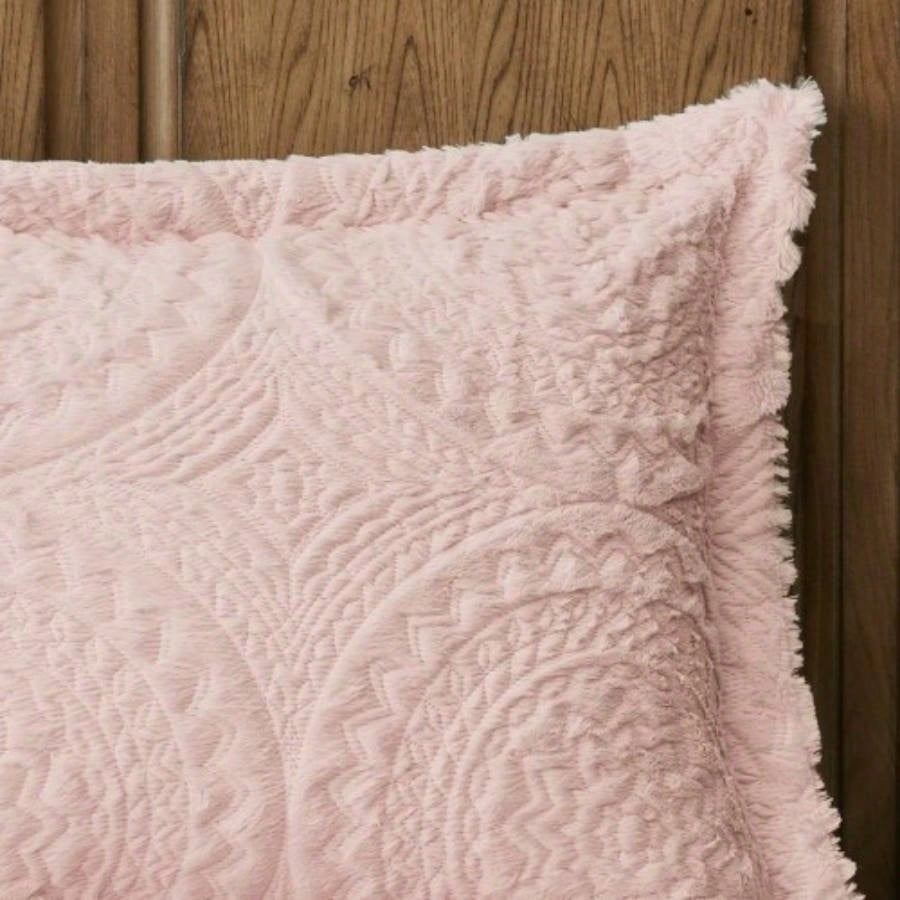 Twin Embroidered Medallion Faux Fur Ultra Plush Comforter Set