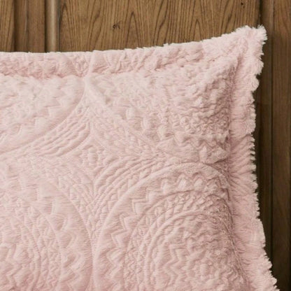 Twin Embroidered Medallion Faux Fur Ultra Plush Comforter Set