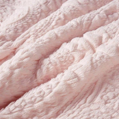 Twin Embroidered Medallion Faux Fur Ultra Plush Comforter Set