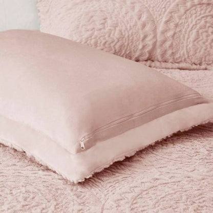 Twin Embroidered Medallion Faux Fur Ultra Plush Comforter Set