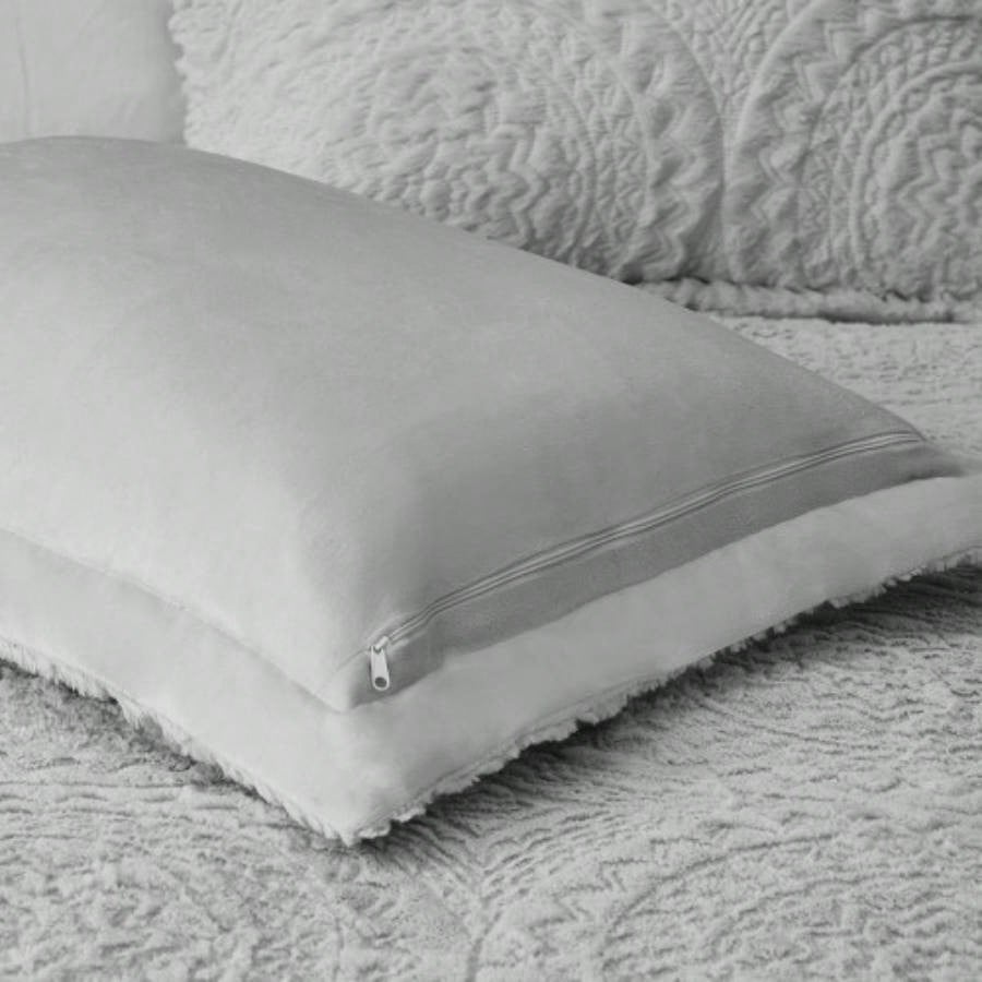 King/Cal King Embroidered Medallion Faux Fur Ultra Plush Comforter Set