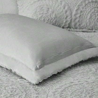 King/Cal King Embroidered Medallion Faux Fur Ultra Plush Comforter Set