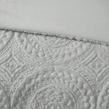 Full/ Embroidered Medallion Faux Fur Ultra Plush Comforter Set