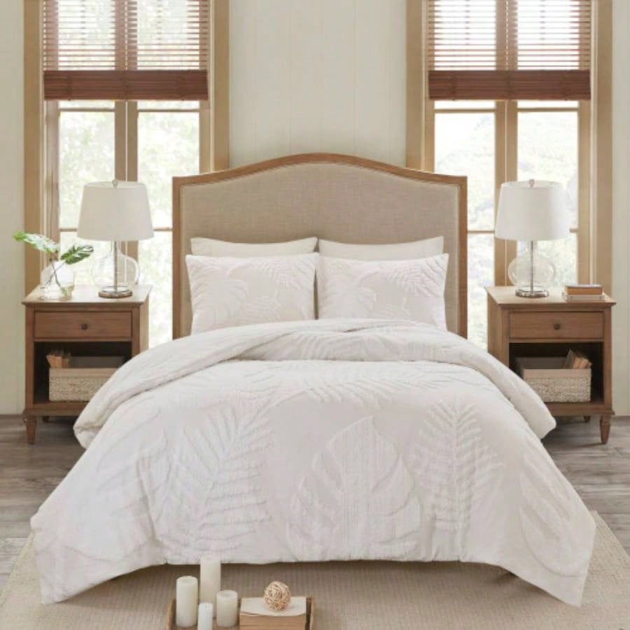 3 Piece Tufted Cotton Chenille Comforter Set King/Cal King
