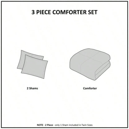 3 Piece Tufted Cotton Chenille Comforter Set Full/