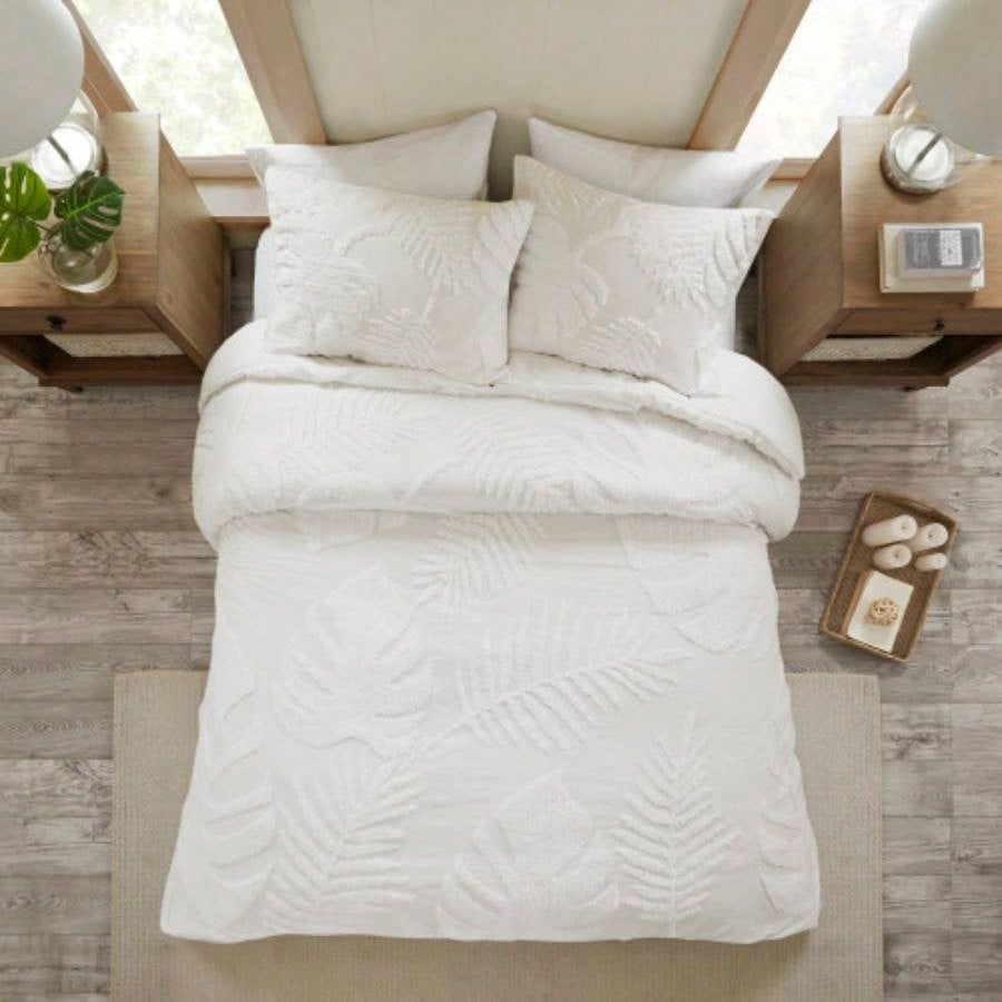 3 Piece Tufted Cotton Chenille Comforter Set Full/