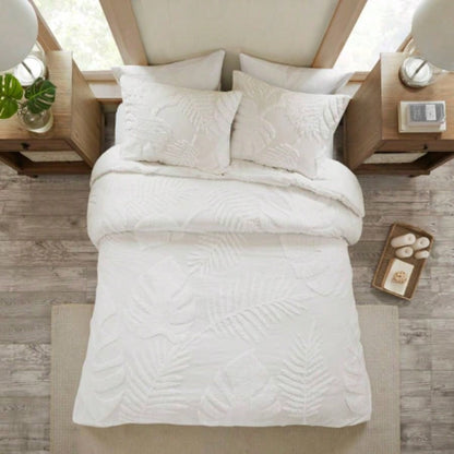 3 Piece Tufted Cotton Chenille Comforter Set Full/