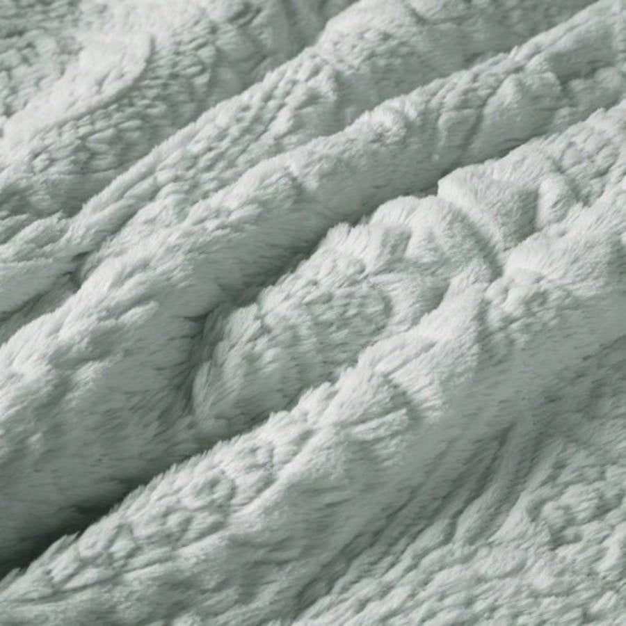 King/Cal King Embroidered Medallion Faux Fur Ultra Plush Comforter Set