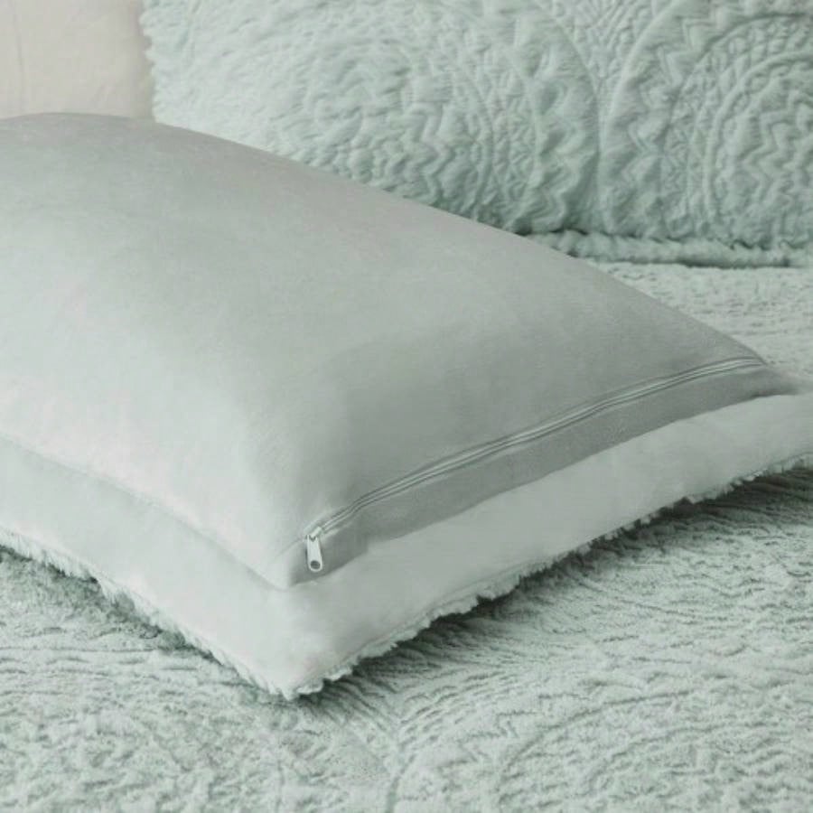 King/Cal King Embroidered Medallion Faux Fur Ultra Plush Comforter Set