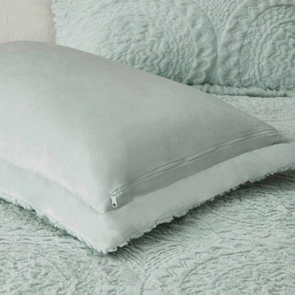 King/Cal King Embroidered Medallion Faux Fur Ultra Plush Comforter Set