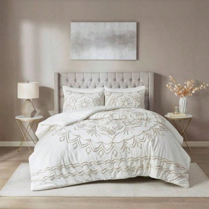 Full/ 3 Piece Tufted Cotton Chenille Duvet Cover Set