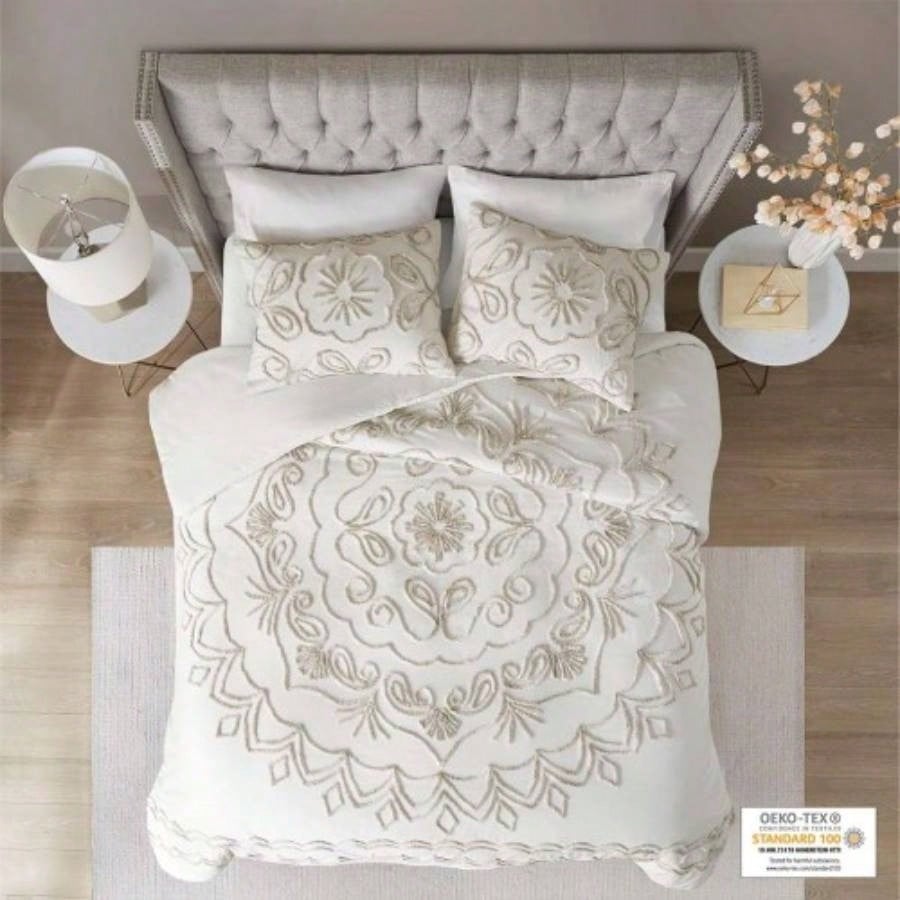 Full/ 3 Piece Tufted Cotton Chenille Duvet Cover Set