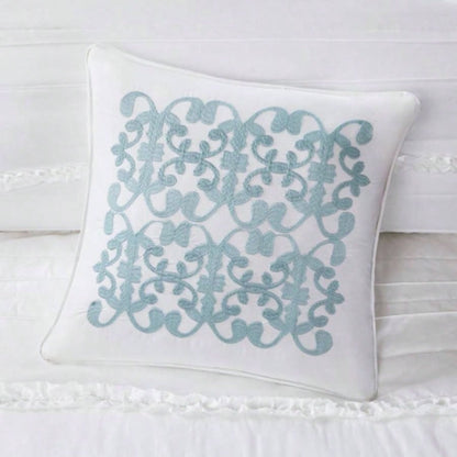 4 Piece Microfiber Reversible Ruffle Quilt Set with Throw Pillow White Full/