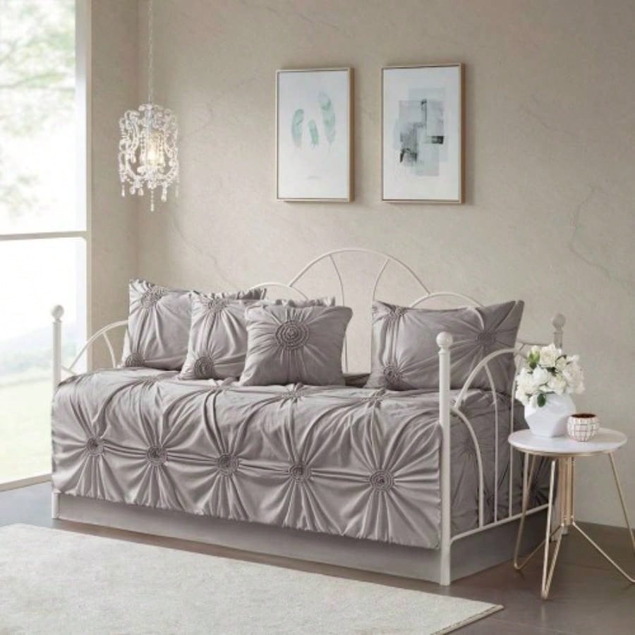6 Piece Reversible Daybed Cover Set Dark Gray Daybed