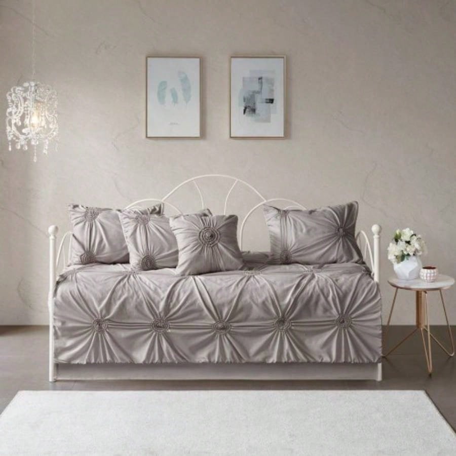 6 Piece Reversible Daybed Cover Set Dark Gray Daybed