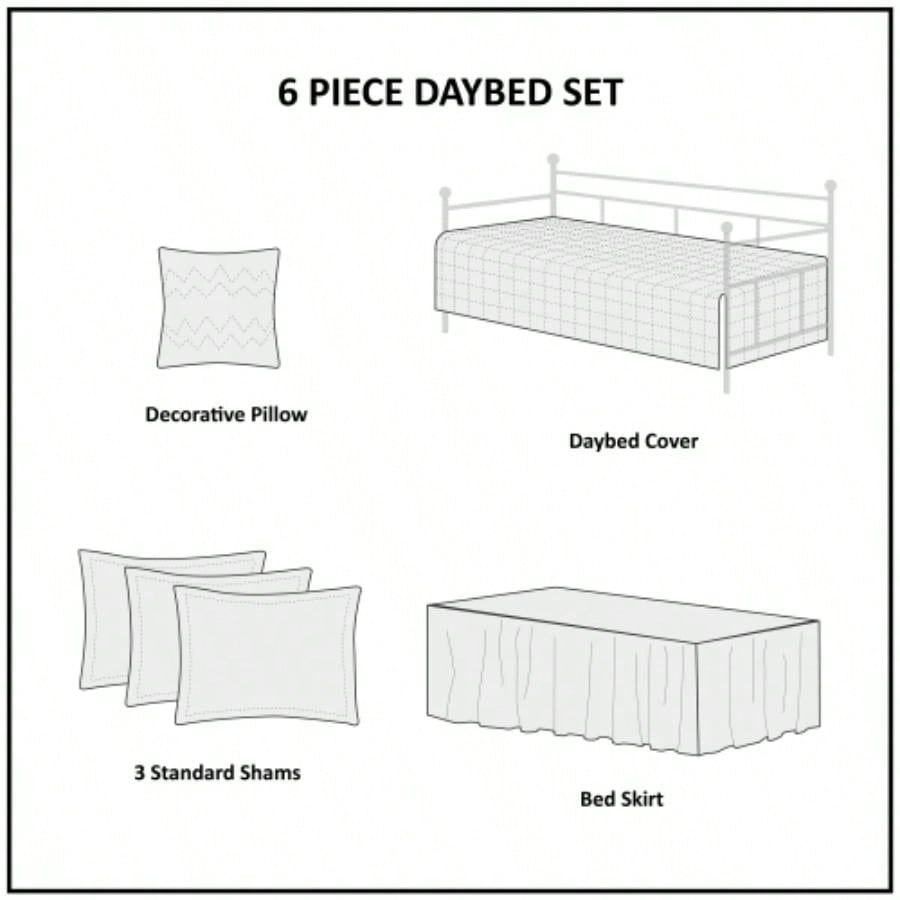 6 Piece Reversible Daybed Cover Set Brown Daybed