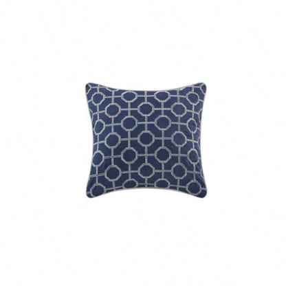 4 Piece Jacquard Quilt Set with Throw Pillow Navy Full/