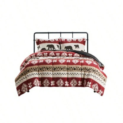 Full/ Print Sherpa Comforter Set