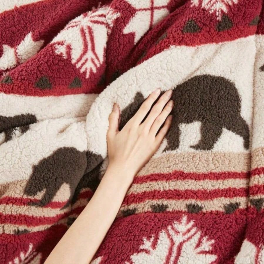 King/Cal King Print Sherpa Comforter Set