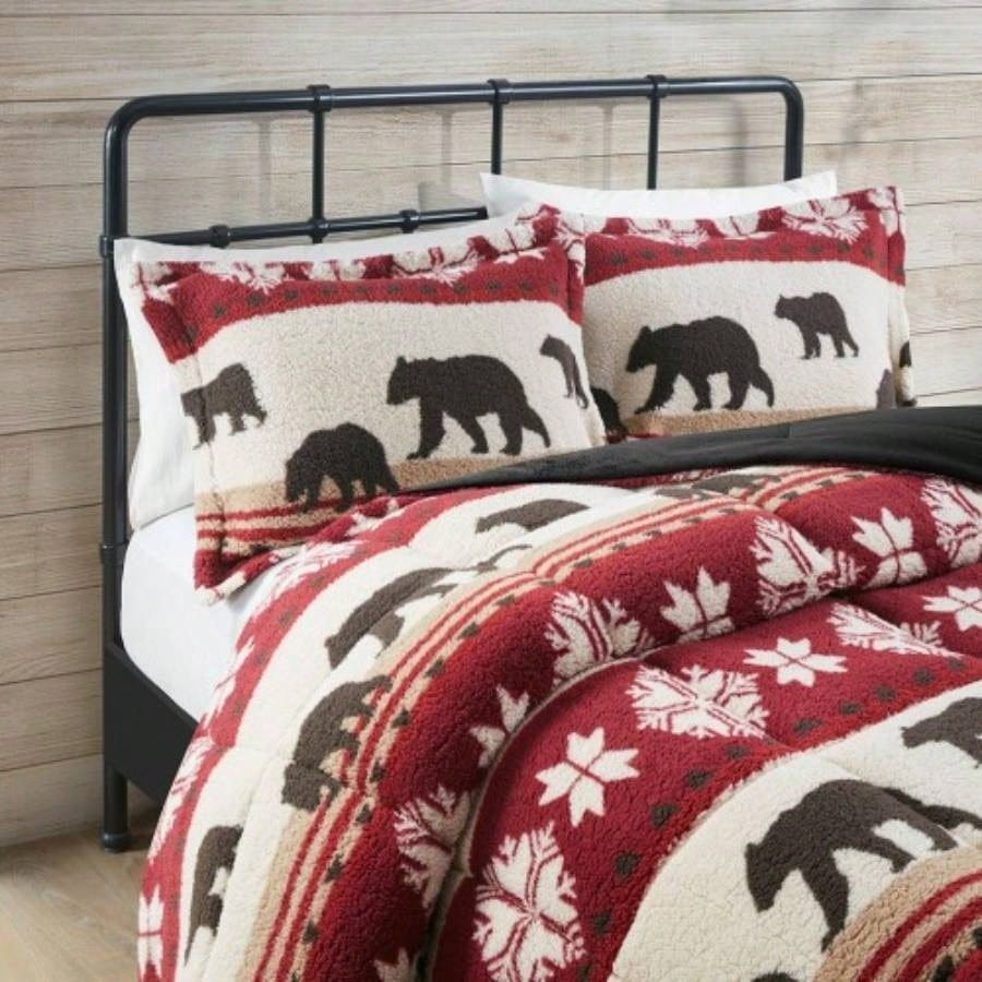 Full/ Print Sherpa Comforter Set
