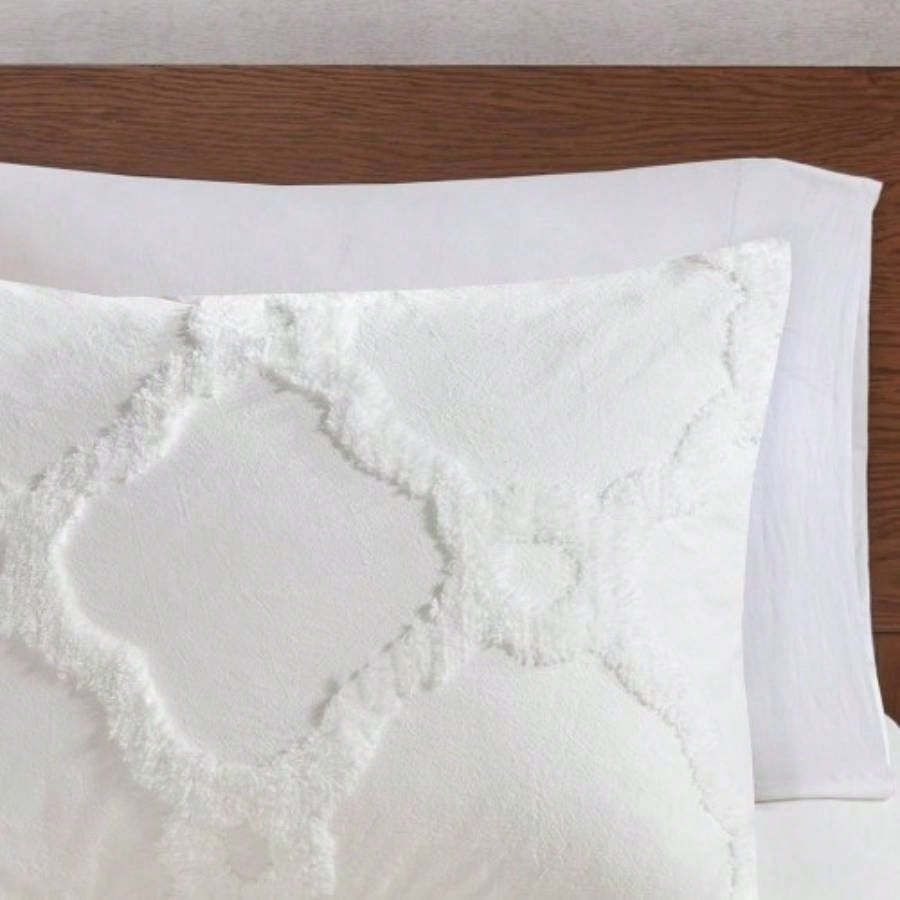 Full/ 3 Piece Tufted Cotton Chenille Geometric Duvet Cover Set