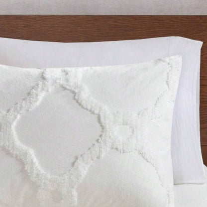 Full/ 3 Piece Tufted Cotton Chenille Geometric Duvet Cover Set