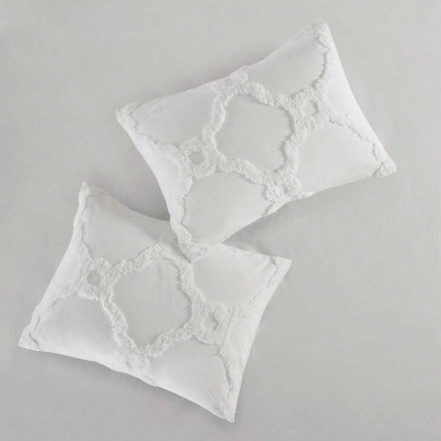 Full/ 3 Piece Tufted Cotton Chenille Geometric Duvet Cover Set