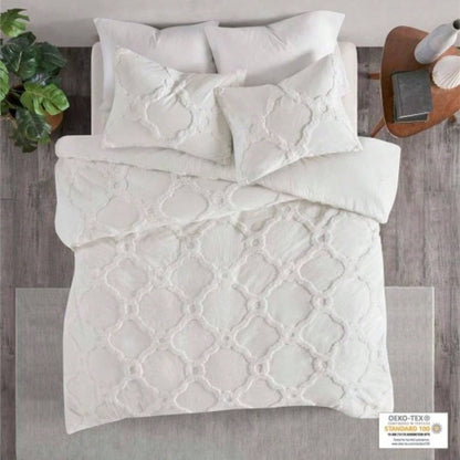 Full/ 3 Piece Tufted Cotton Chenille Geometric Duvet Cover Set