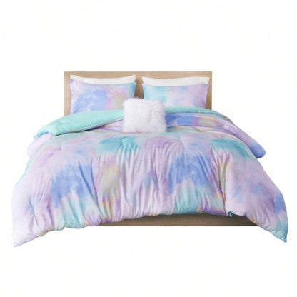 Twin/Twin XL Watercolor Tie Dye Printed Comforter Set with Throw Pillow
