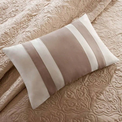 Piece Quilt Set with Euro Shams and Throw Pillows Beige King/Cal King